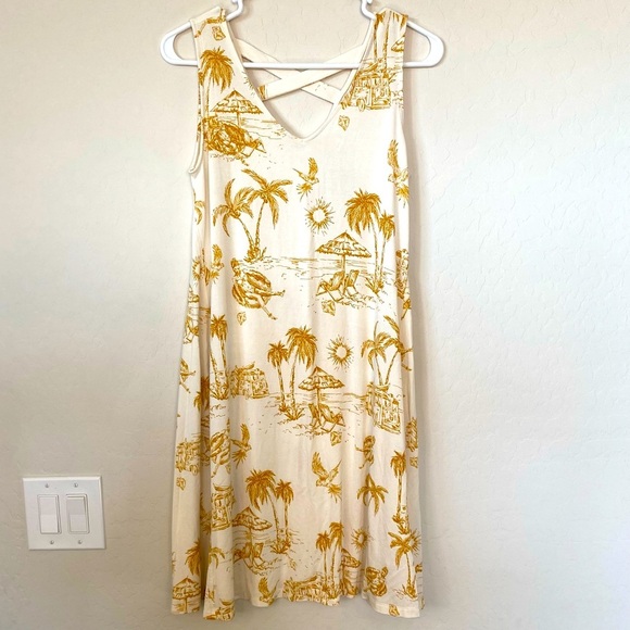 Style & Co. Sweaters - Style & Co Womens Medium Dress White Yellow Knit Tank Beach Knit Stretch
